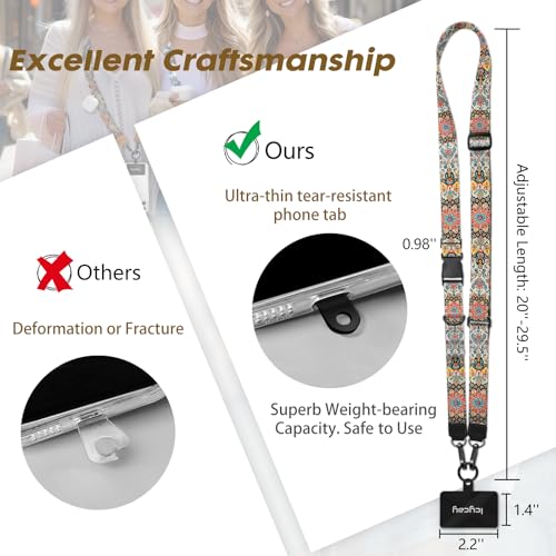 Image of Icycay Phone Lanyard Crossbody Strap Neck Adjustable Teacher Women Boho | for Cell Phone Case Keys ID Badges, Anti Theft, Multifuctional, Cute Phone Holder, Travel Hiking Essential Accessories, Gifts