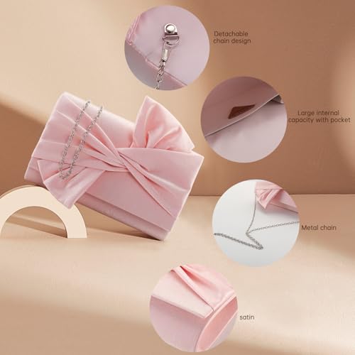 Image of WALLYN'S Satin Clutch purse evening bag for women party wedding handbag