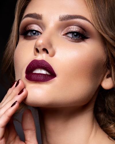 Image of MAKI YIKA Dark Purple Lipstick Matte for Women Long Lasting Lipsticks