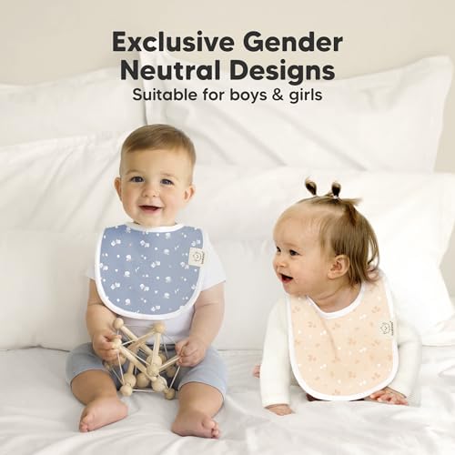 Image of 8-Pack Organic Baby Bibs for Boys, Girls - Soft Cotton Drooling and Teething Bibs for Baby Girl & Boy, Extra Absorbent, Easy to Clean & Put On for Toddler, Newborn, Infant 0-24 Months (Fleur)