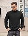 COOFANDY Quarter Zip Pullover Men Fashion Long Sleeve Mock Neck Quilted Sweatshirt Retro Texture Polo Shirt Classic 1/4 Zip Sweaters Black