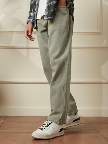 Image of WROGN Men's 100% Cotton Jeans | Solid | Anti Fit