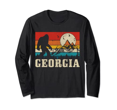 Georgia Bigfoot Vintage Mountains Senderismo Camping Regalo Manga Larga