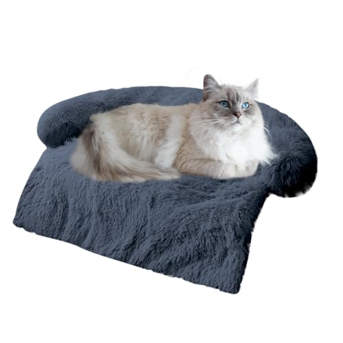 Image of Calming Dogs /Cats Bed Mats, Dog Pad Washable Removable Couch Cover, Plush Long Fur Mat for Pets, Waterproof Lining, Perfect for Small, Medium and Large Dogs and Cats (Navy Blue, 31 inchx23 inch)
