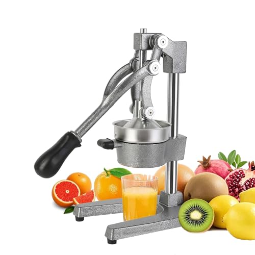 Manual Citrus Juicer Cast Iron Orange Juice Squeezer Heavy Duty Juice Hand Press for Orange Lemon Pomegranate Citrus Grey