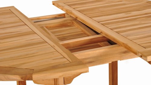 SAM Möbel Gartentisch Aruba hochwertiges Teak Holz Schirmloch in der Mitte des Tisches ausziehbar natürliche Maserung pflegeleicht, Braun, 240 x 100 cm – Bild 3