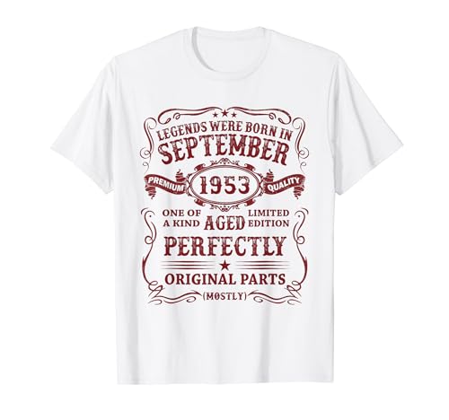 Clásico 1953 Vintage 1953 Las Leyendas Nacen Septiembre 1953 Camiseta