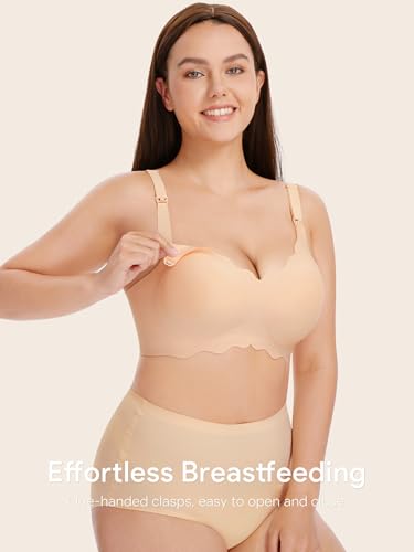 Image of Angelhood Nursing Bras for Breastfeeding Ultra Comfort Seamless Maternity Bra Pack Wireless Pregnancy Bralette Bra Extender