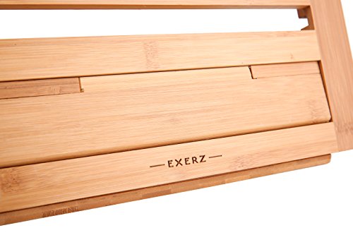 Exerz Bamboo Reading Rest Cookbook Stand Recipe Holder Bookrest – Premium/Adjustable Foldable/Text Book Ipad Tablet Dictionary/Natural Wood Eco Friendly– 13.5 x 9.5 x 1/34 x 24 x 2 cm (Bamboo)
