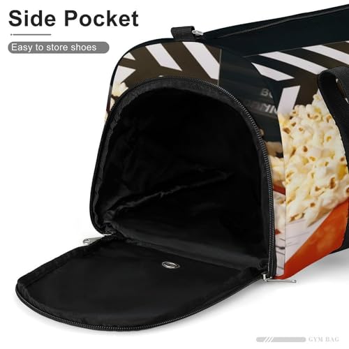 Gym Bag,Cinema Clapboard And Popcorn Gym Duffle Bag,sports Gym Bag,small Fitness Workout Sports Duffle Bag,gym Bag for Women And Men, style 7
