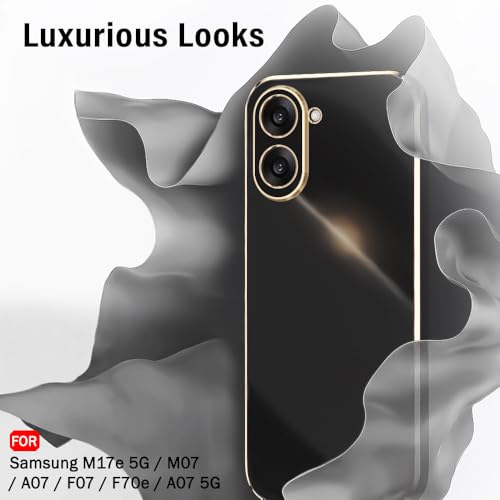 Image of TheGiftKart Luxurious Golden-Plated Back Cover Case for Samsung Galaxy M17e 5G / M07 / A07 / F07 / F70e / A07 5G | Raised Lips for Camera & Screen Protection | Shockproof Design Stylish (TPU, Black)