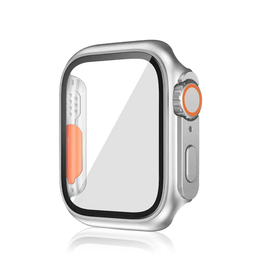 YONJILA Compatible with Apple Watch Screen Protector,iWatch PC Case Tempered Glass Film Bumper Protective Cover for i Watch 4/5/6/7/8/SE (Silver 40mm)