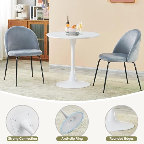 Image of Round Dining Table 27.5 inch White Tulip Table with Pedestal Base for 2-4 People Small Space - Kitchen Living Room Cafe