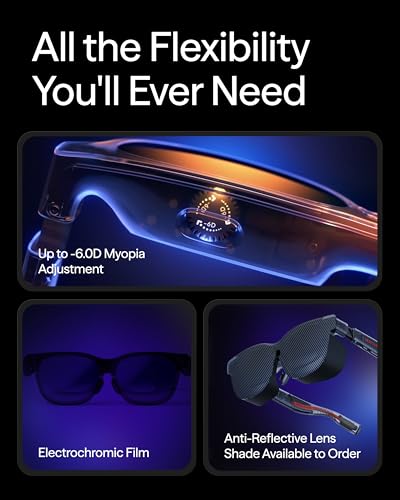 Image of VITURE Luma AR /XR Glasses - 146 inch 1200p Ultra Sharp Display, 50 FOV, 3Dof,Electrochromic Film, Myopia Adjustments, Smart Glass for iPhone17 /16 /15, Android, Mac, PC, Steam Deck, PS5, Switch, Switch 2