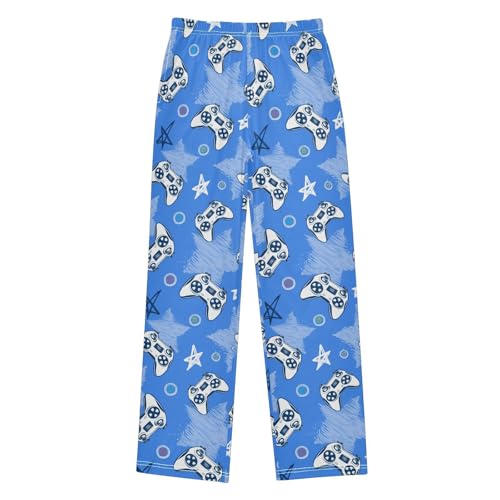 CaTaKu Boys Gamepads Stars Pants for Boys Girls Wide Leg Sweatpants Kids Long Bottoms with Pockets Size 6-14Y