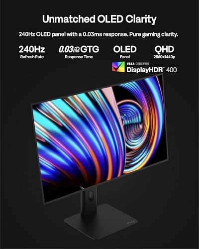 Image of Pixio 27 inch WOLED Gaming Monitor, QHD 1440p, 240Hz, 0.03ms, DisplayHDR True Black 400, Adaptive Sync, KVM Switch, Fully Adjustable Stand, HDMI 2.1, DisplayPort, USB-C, RGB Light, PX277 OLED Max V2
