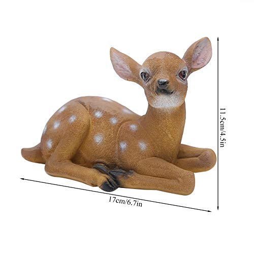 Garden Deer Statues, 2Pcs Sika Sitting Deer Statue Sculpture Animal Model Art Craft Outdoor Garden Decoration, Spring Ornaments for Yard Lawn Decor