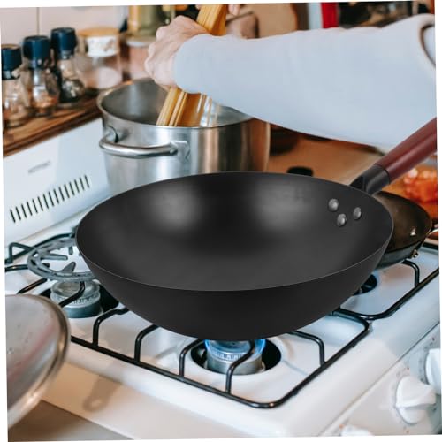 Wok de hierro con mango de madera y antiadherente miniatura 4