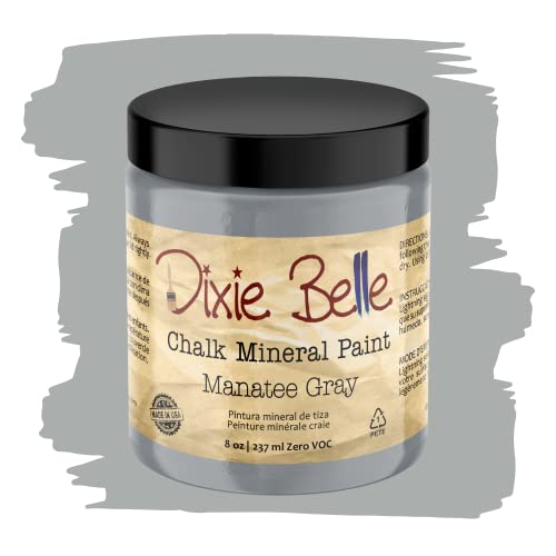 Dixie Belle Paint Company Chalk Finish Furniture Paint | Manatee Gray (8oz) | Matte Light Gray Chic Chalk Mineral Paint | DIY Furniture Paint | Made in the USA