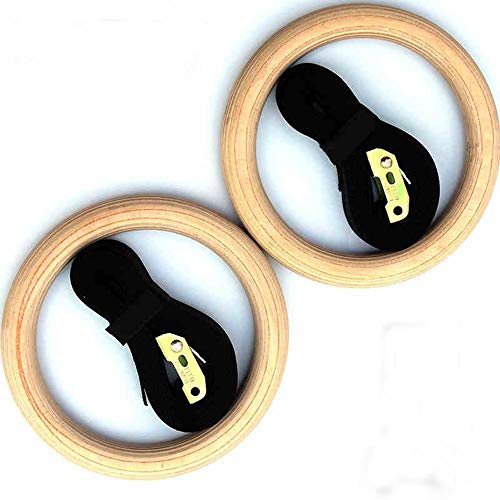 Anillas de gimnasia de madera con correas ajustables 2 unidades miniatura 2