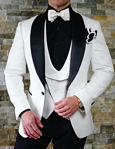 Men's Jacquard Blazer Suit Tuxedos Coat Shawl Lapel One Button Wedding Party Jacket4