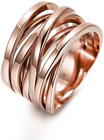 CIUNOFOR 13.7MM Cross Ring Enhancers for Women Statement Engagement Ring Silver Gold Rose Gold Plated Ring Engraving Customized Personalized (rose gold 7)