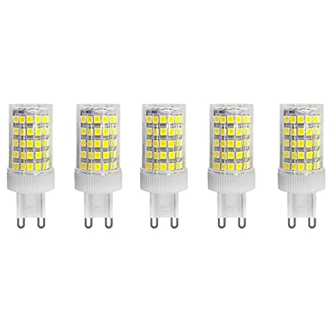 Huamu G9 LED Bulbs 10W, 80W Halogen Bulb Equivalent, 800LM, Cool White 6000K, 360°Beam Angle, AC 220-240V, Non-Dimmable, Energy Saving Bulbs, 5 Pack Cover