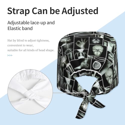 Image of Working Cap Scrub Cap with Sweatband Adjustable Unisex Women Tie Back Hat Nurse Surgical Caps