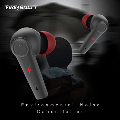 Image of Fireboltt Fire Pods Vega 811 TWS earbuds with captivating RGB lights, Bluetooth 5.3, Gaming Mode, Quad Mic ENC, and voice assistance (Black Red)