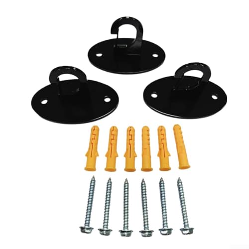 Anclajes de pared de banda de resistencia para bandas de ejercicio, soportes de hierro para uso en gimnasio, soporta hasta 800 libras, incluye 3 anclajes, 6 tornillos y 6 pernos de expansión