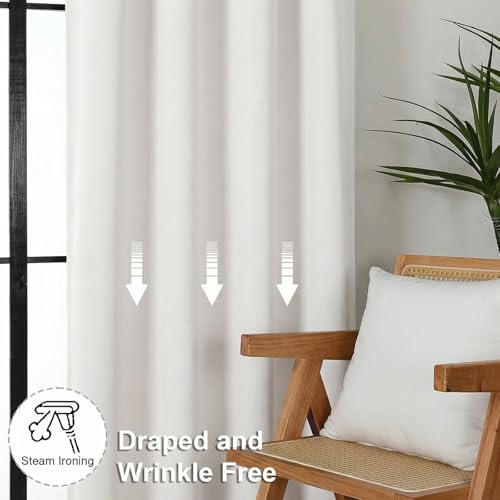 Image of Simplebrand Ava Ivory Short Light Filtering Curtains for Bedroom 54 Inches Long 2 Panels Set, Solid Thermal Insulated, Energy Saving Window Treatment Curtains Light Filtering Drapes, W40 x L54 Inch