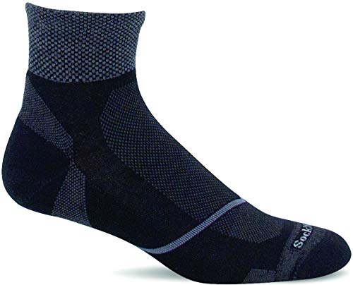 Meia de compressão Sockwell masculina com 1/4 de pulso firme, Preto, Large-X-Large