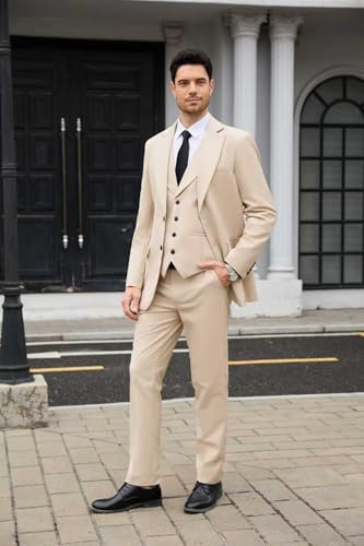 SHUZHXLZANGY Mens Suits 3 Piece Slim Fit Suits for Men Formal Business Wedding Suit Prom Dinner Party2