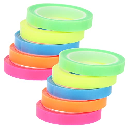 SEWACC ロール10個 防水インデックスステッカー ライター ドットステッカー ネオン 蛍光テープ マ グ 付箋 ページ マーカー タブ 本のタグ メモタブ ノート用粘着タブ ペット