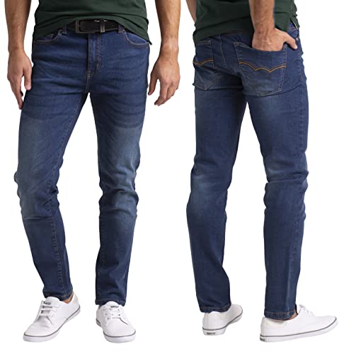 Mens Denim Pants Slim Fit Stretch Cotton Classic Straight Essential Comfort Flex Jeans Pants 28W-40W