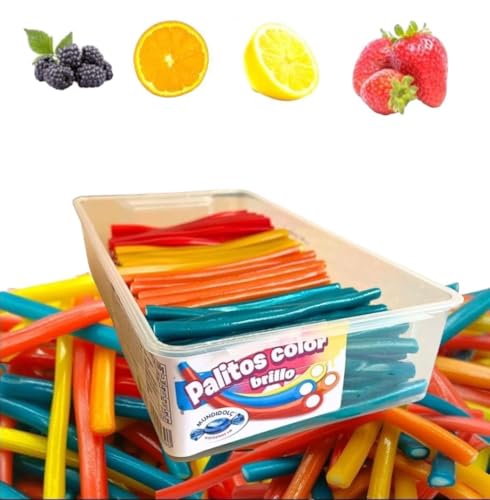 MUNDIDOLÇ Churritos Brillo. 200 Unidades de 4 Sabores Distintos. Golosinas y Chucherias. Chuches Cumpleaños y Chuches Halloween. Gominolas Halloween (Brillo)