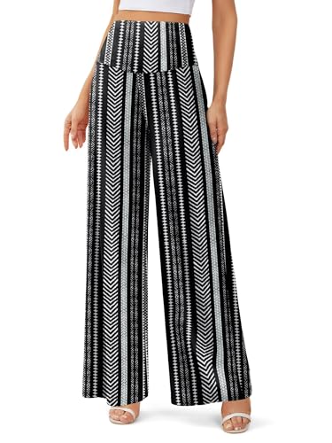 JZC Women's Palazzo Lounge Pants Stretchy Wide Leg Casual Pants Comfy High Waist Flowy Pants S-3XL