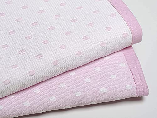 NORA HOME Colcha Verano de Pique Cama 90 Rosa con Lunares - Topos. Cubrecama Bouti de Entretiempo. Reversible.