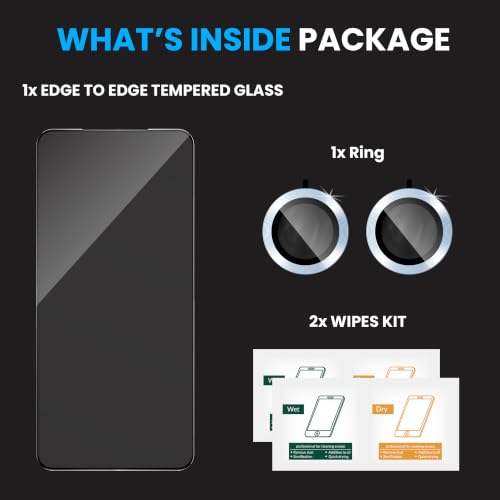 Image of ArmourPro Edge to Edge Tempered Glass for Motorola Edge 70 Max with Blue Camera Ring Guard, 9H Screen Protector, Anti-Scratch, Anti-Fingerprint, Bubble-Free Installation Kit