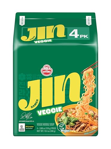 Image of OTOKI Jin Ramen Korean-Style Instant Noodles Veggie Flavor 110g, Pack of 4 (440g) | Veg & Authentic Korean Ramen Noodle | The Product of Korea