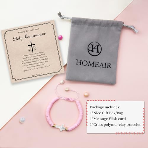 Image of Easter Gifts for Grandkids,Polymer Clay Cross WWJD Bracelet Baptism Confirmation Blessing First Holy Communion Gifts for Little Girls Goddaughter Kids Daughter Granddaughter