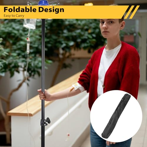 Klappbar Infusionsständer mit 4 Haken und 3 Netzbeuteln IV Ständer Höhenverstellbar von 70-210 cm Tragbarer Aluminiumlegierung Infusion Halterung für Zuhause Pflegeheime Klinikum