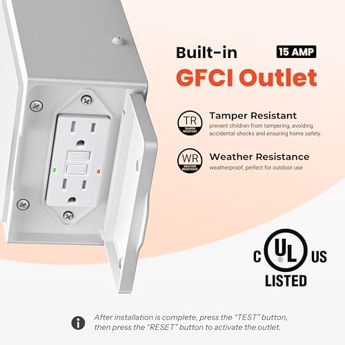 Image of Gleamz Porch Light with Outlet, White Anti-rust Motion Sensor Outdoor Porch Lights, Waterproof Dusk to Dawn Outside Garage Lights for House, Modern Outdoor Wall Light with Outlet for Patio Garage Door