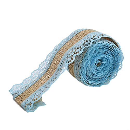 ALXY 2m Buckbon Ruban Jute De Mariage Décoration De Mariage Rustique Centres de mariée Rustic Naturel Jute Jute Ruban Buckap Jute Dentelle Noël (Couleur : Blue)