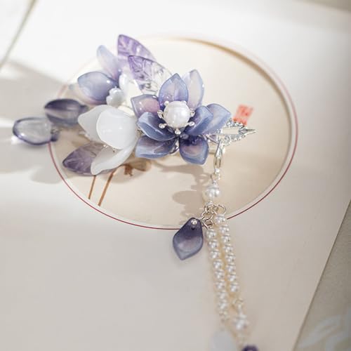 Pinzas para cabello diseño floral con cristales y perlas miniatura 2
