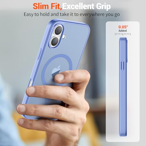 Image of SUPFINE Magnetic for iPhone 16 Plus Case(Compatible with MagSafe) (Military Grade Drop Protection) Slim Translucent Matte Shockproof with Anti-Fingerprint Phone Case,Blue Purple