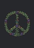  Notizbuch A5 liniert mit Softcover Design: Peace Zeichen Symbol für Frieden Blumen Blüten Garten: 120 linierte DIN A5 Seiten