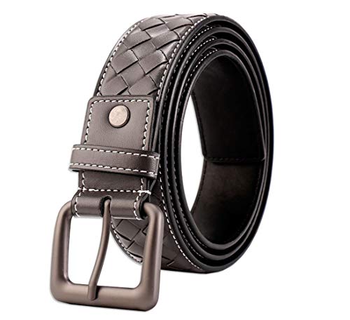 Adjustable Men's Quality Ecopelle Hand-Woven Intercciaco Woven Belt for Jeans/Suit Blousers/Pants (Gray, XXL)