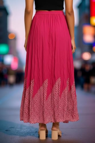 Image of Premium Long Skirt | Stylish Long Crushed Cotton & Unique Prints | Floor Length Skirt for Women | Elastic Waist Premium Maxi Skirt - Comfortable Casual Wear