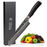 Wakoli Ebo Damastmesser Fleischmesser Kiritsuke extrem scharfe 20 cm Klinge aus 67 Lagen I Damast Küchenmesser & Profi Kochmesser aus echtem Damaststahl mit Hammerschlag & Pakkaholzgriff